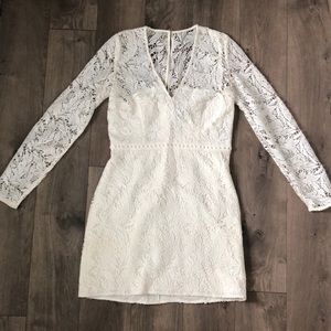 Long sleeve white lace dress